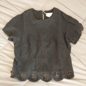 Vintage Leslie Pomer Black Crop Sweater